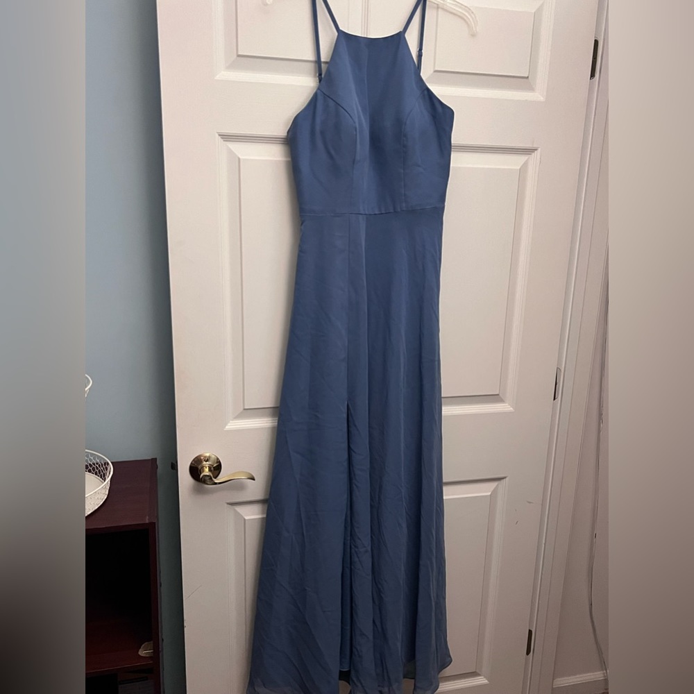 Dusty blue bridesmaids dress